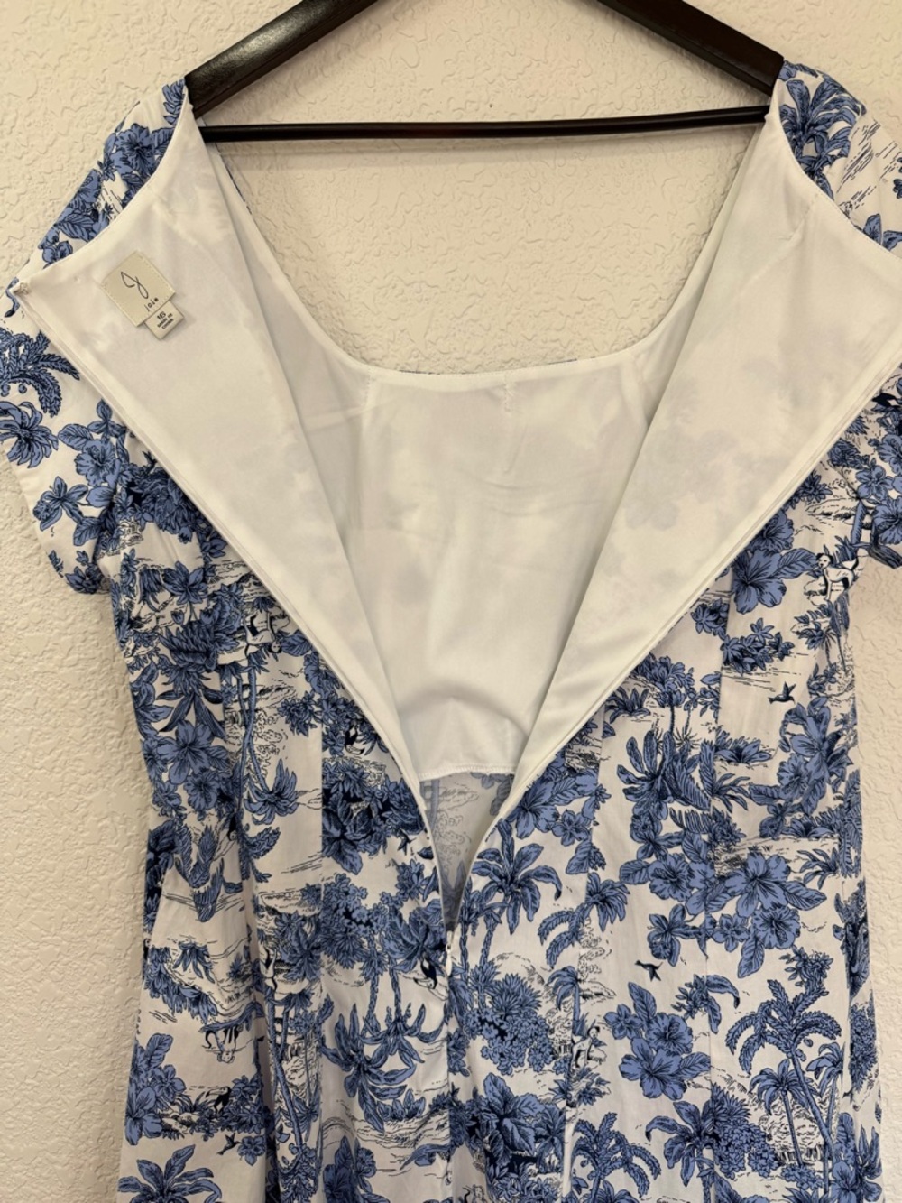 Joie Blue White Toile Midi Dress | Cottagecore | Summer Coastal Chic | Size 16 - Picture 12 of 13